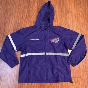 Disney World 2016 Marathon Volunteer Purple Raincoat Reflective Details Small